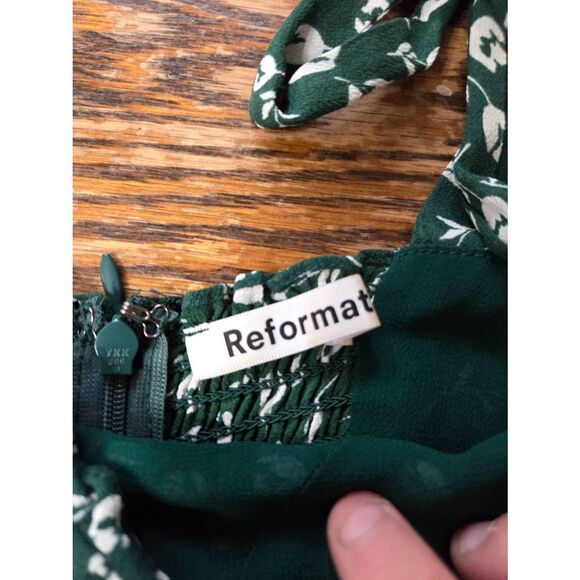 Reformation Christine Dress - Green Floral Print Sz 0 - Picture 2 of 4